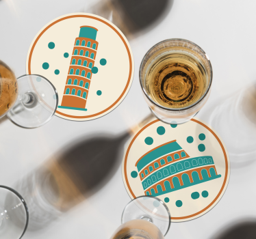 Moderná podtácka s ikonickými talianskymi pamiatkami - Tenstickers