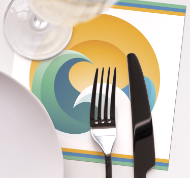 Moderná podtácka s vlnami a západom slnka - Tenstickers