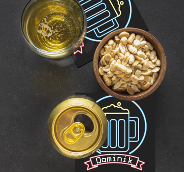 Neónové pivo s menom podložky - Tenstickers
