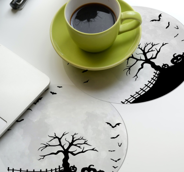 Podtácka halloween silueta strašidelného stromu - Tenstickers