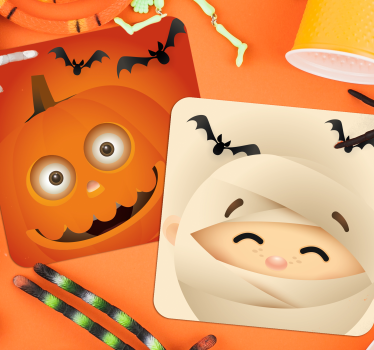 Podtácka halloween veselá tekvica a mumia - Tenstickers