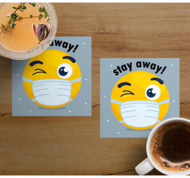 Podtácka s úsmevným emoji v maske - Tenstickers