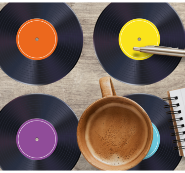 Podtácka vintage farebné vinylové platne - Tenstickers