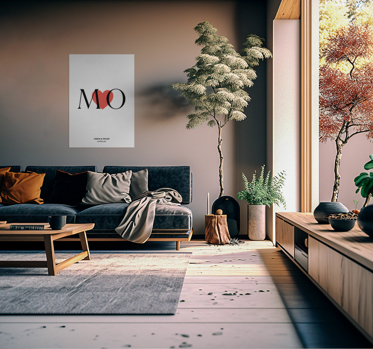 Iniciály vlastná láska prispôsobiteľný plagát - Tenstickers