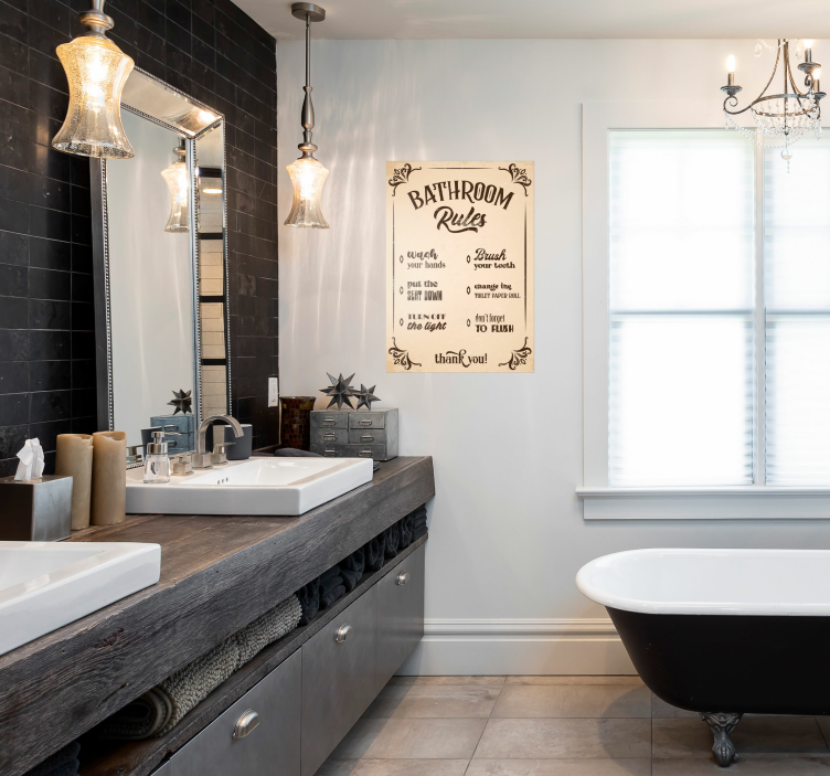 Kúpeľňa pravidlá vintage plagát - Tenstickers