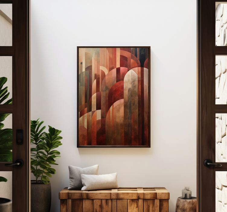 Plagát art deco červené tvary - Tenstickers