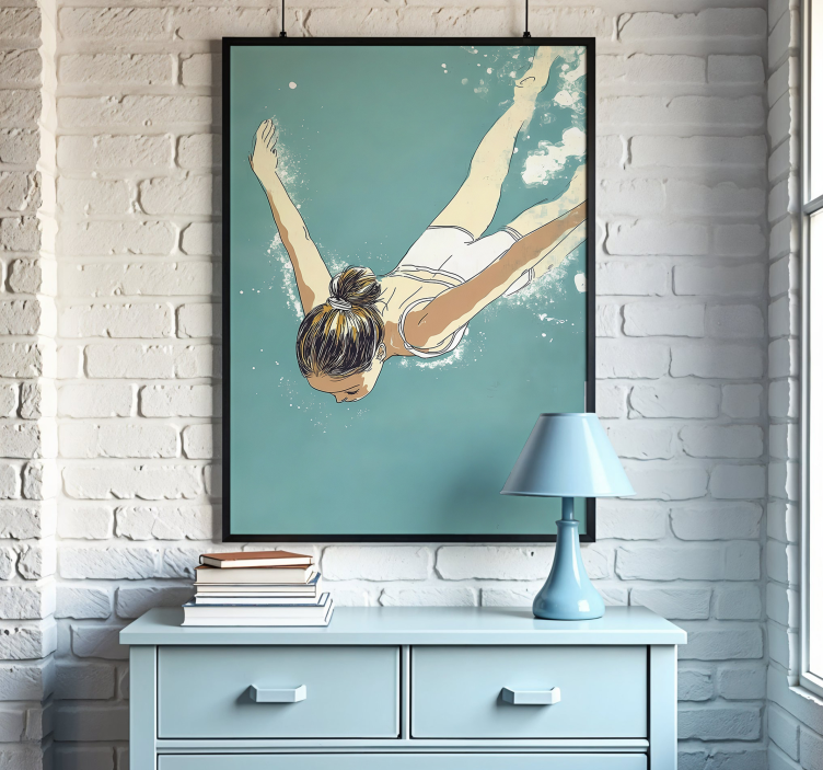 Plagát umelecká kresba plavec - Tenstickers