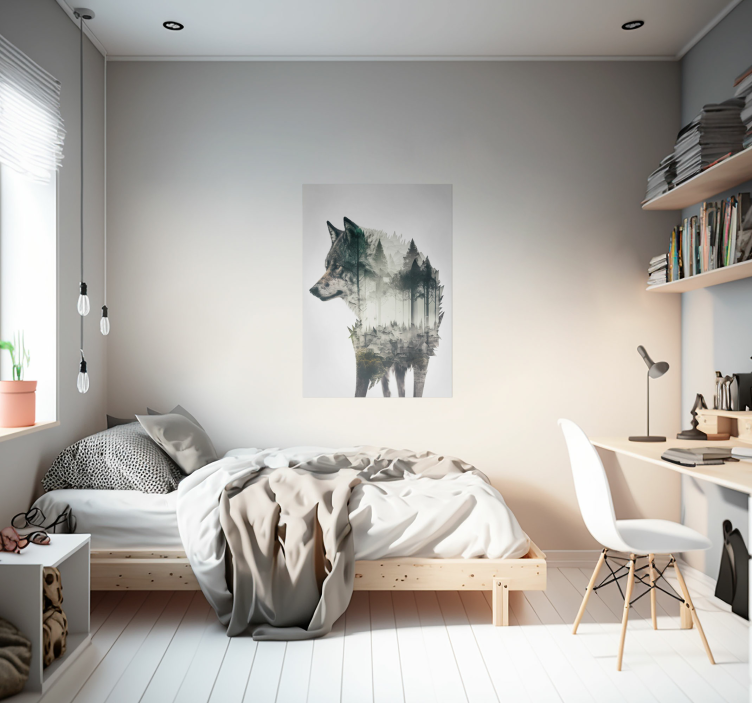 Vlk dvojitá expozícia zviera plagát - Tenstickers