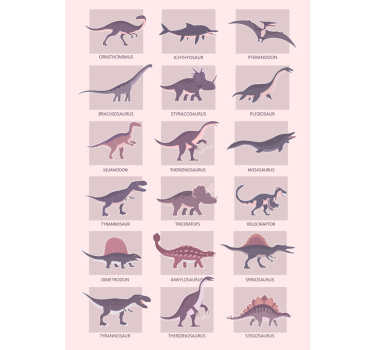 plagát s dinosaurom rôzne typy - Tenstickers