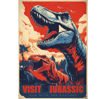 plagát s dinosaurom navštíviť jurský park - Tenstickers
