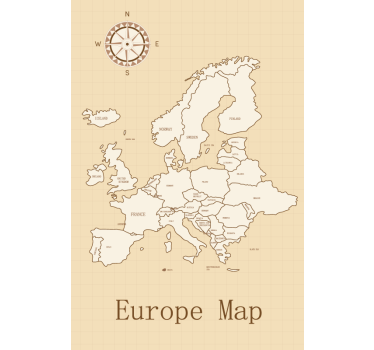 Plagát s mapou sveta európa na béžovom pozadí - Tenstickers