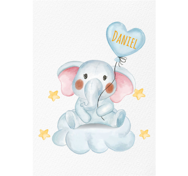 plagát do detskej izby roztomilý slon s balónom - Tenstickers