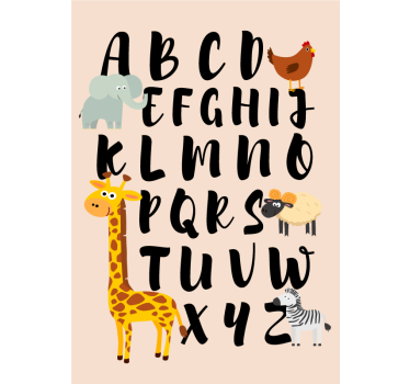 plagát do detskej izby zvieratká hrajúce sa s abecedou - Tenstickers