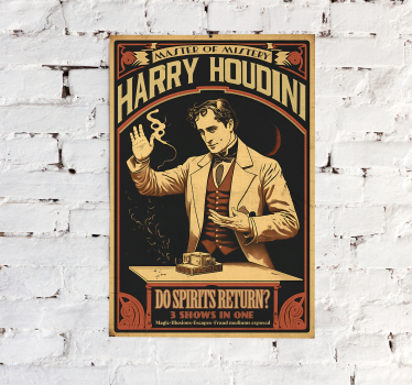 historický plagát houdini bol slávny čarodejník a iluzionista, kt - Tenstickers