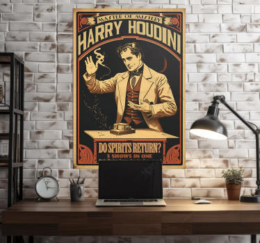 historický plagát houdini bol slávny čarodejník a iluzionista, kt - Tenstickers