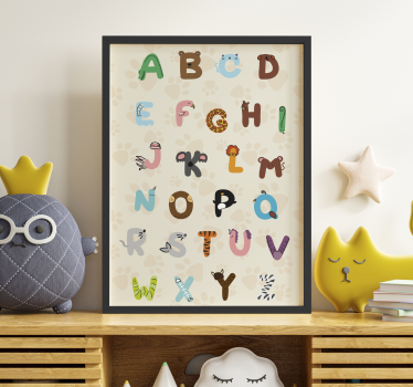 plagát do detskej izby zvieracia abeceda - Tenstickers