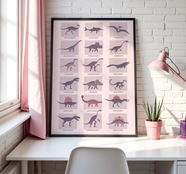 plagát s dinosaurom rôzne typy - Tenstickers