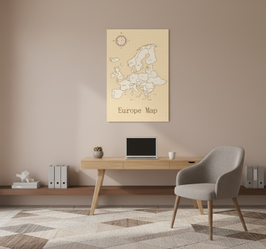 Plagát s mapou sveta európa na béžovom pozadí - Tenstickers