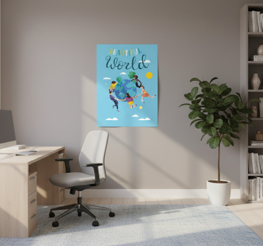 Plagát s mapou sveta harmonická ilustrovaná zemeguľa - Tenstickers