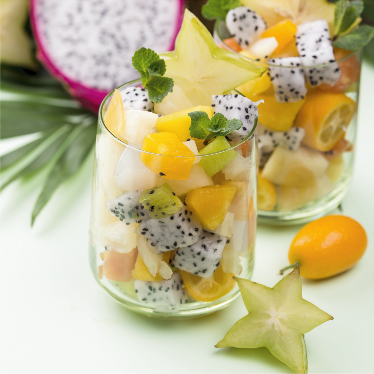 Plagát na kuchyňu mango a zelené poháre - Tenstickers