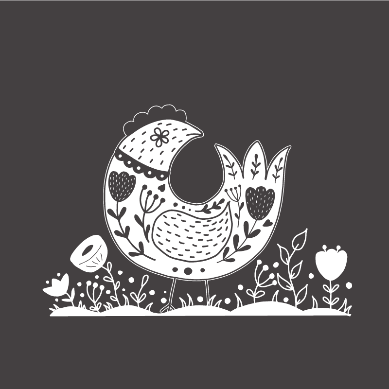 Plagát na kuchyňu hrdé sliepky s poľským kvetinovým vzorom - Tenstickers