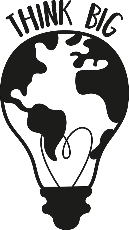 Plagát podľa kancelárie myslite veľko s mapou sveta - Tenstickers