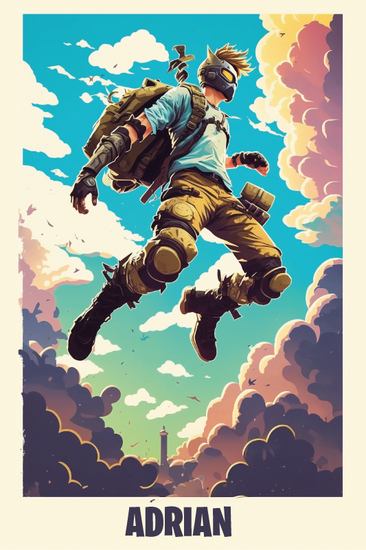 Plagát do spálne pre mladých s epickým hrdinom a menom - Tenstickers