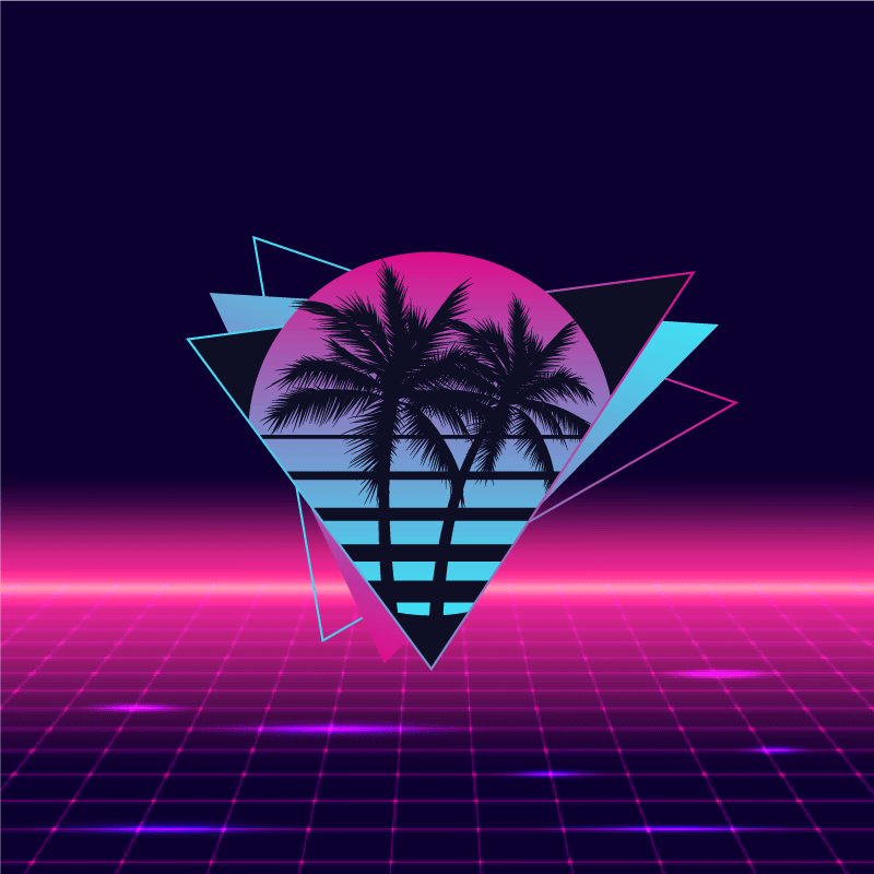 Plagát na izbu v štýle vaporwave s palmou - Tenstickers