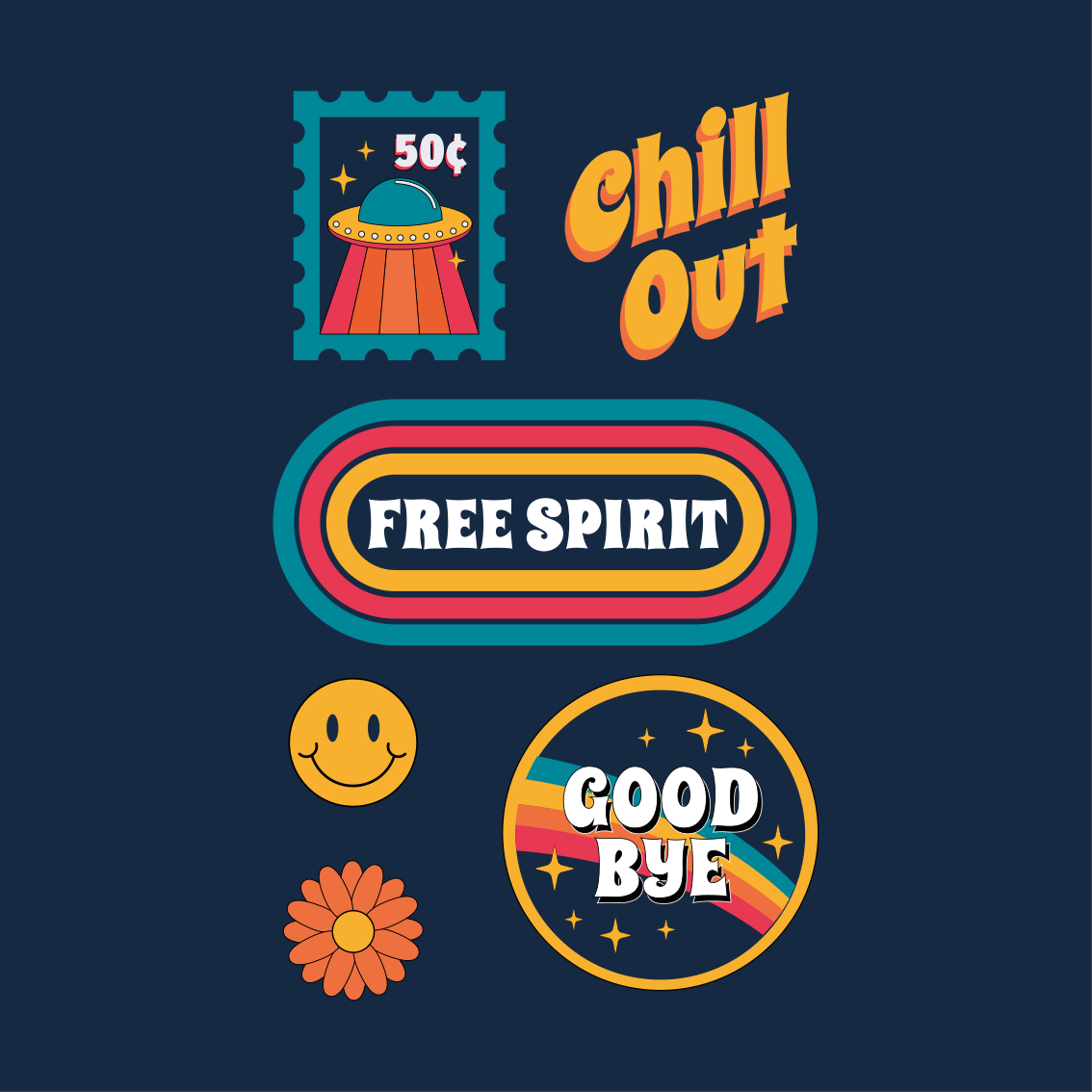 Plagát na izbu 70's zábava a pohoda - Tenstickers