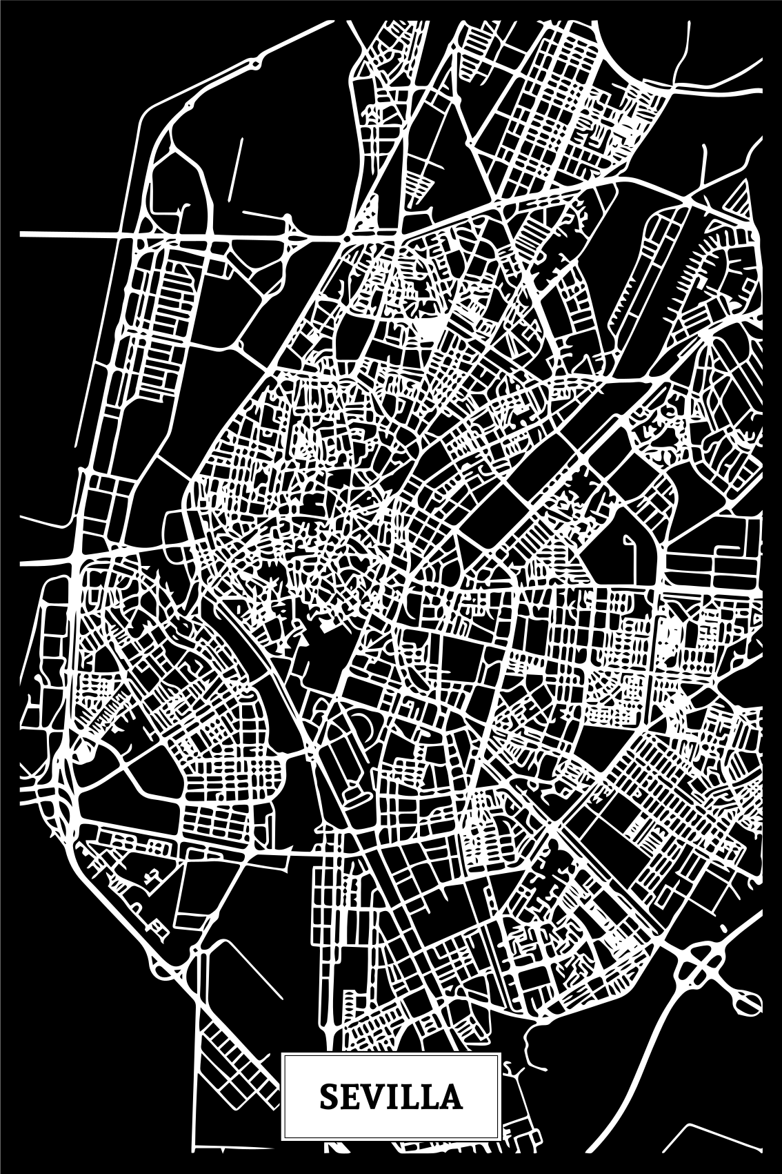 Plagát na izbu mapa topografická sevilla - Tenstickers