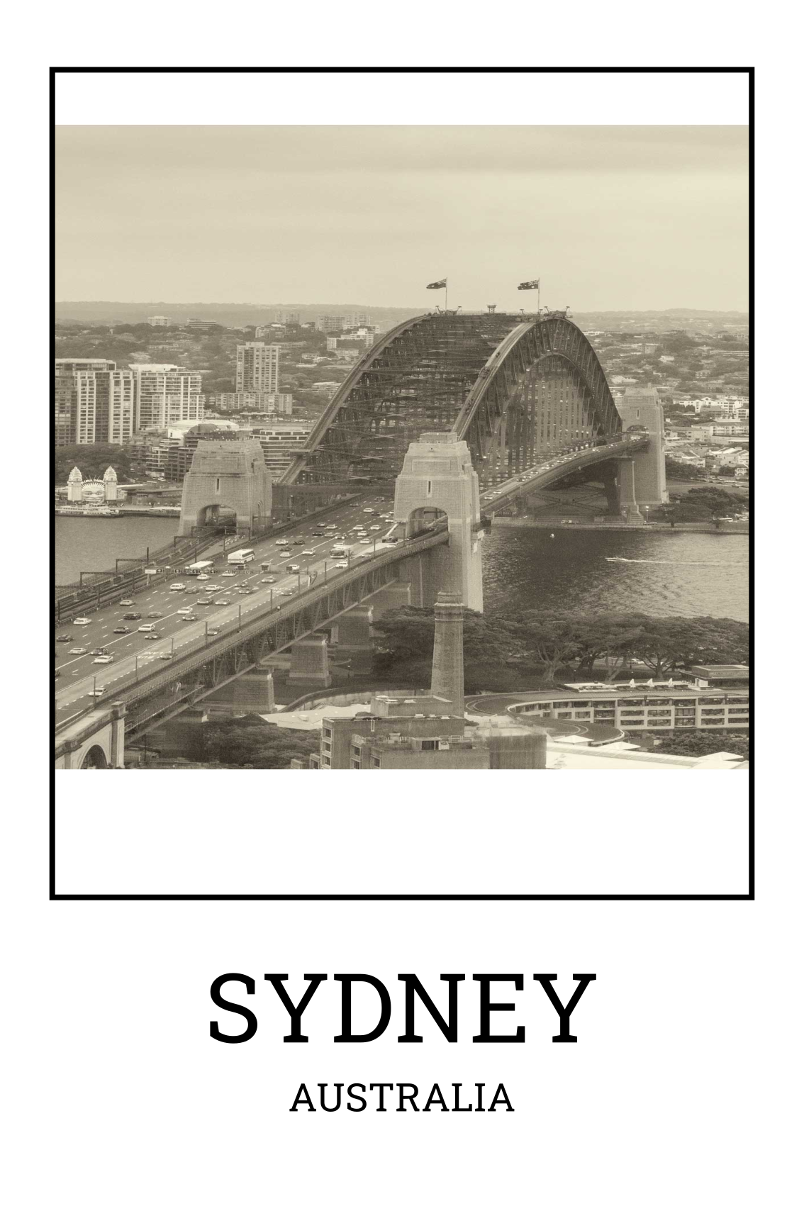 Plagát na izbu sydney čierno-biely - Tenstickers