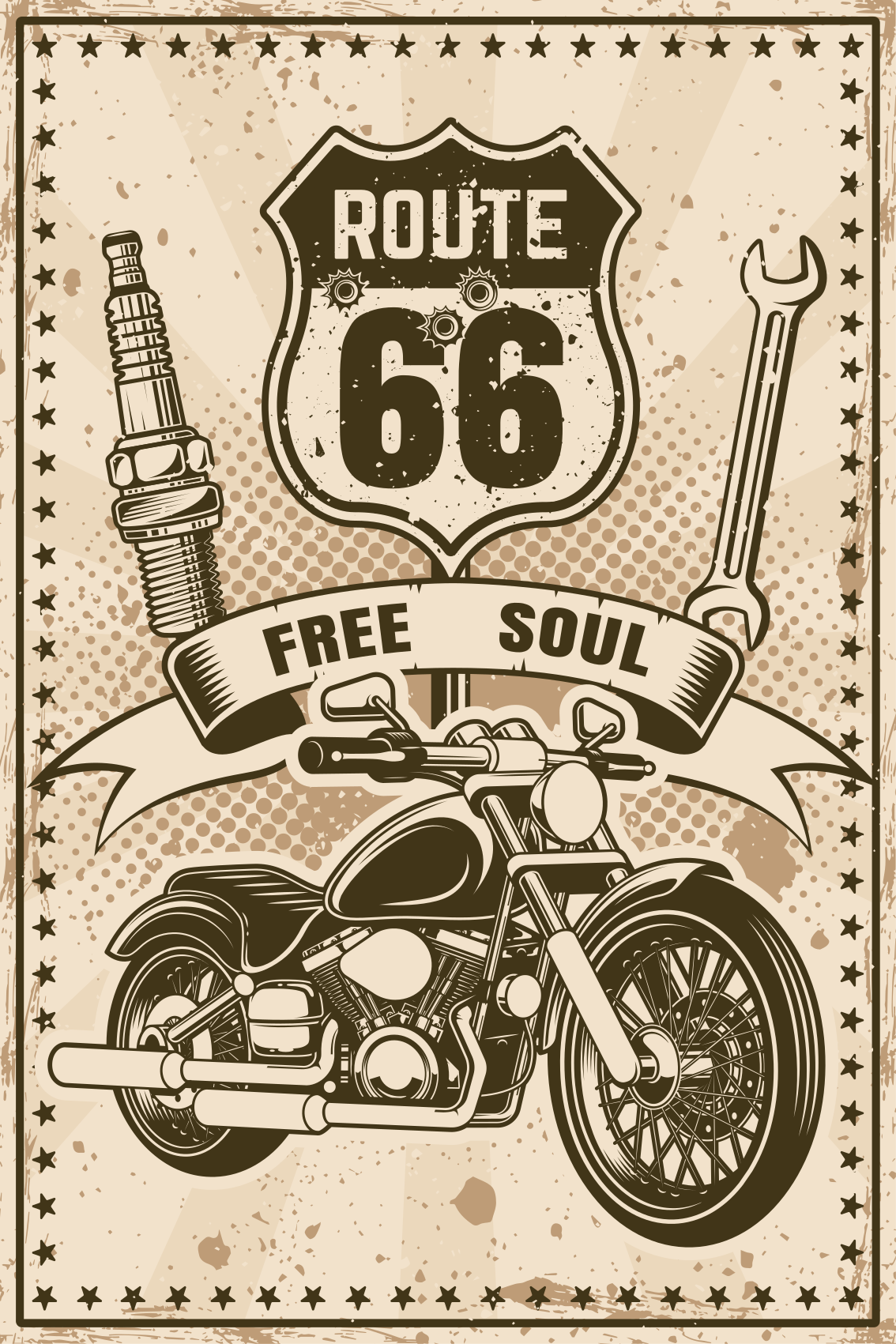 Plagát na izbu motorka route 66 - Tenstickers