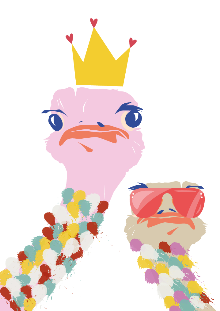 Plagát na izbu farebné pštrosy v umeleckom štýle - Tenstickers