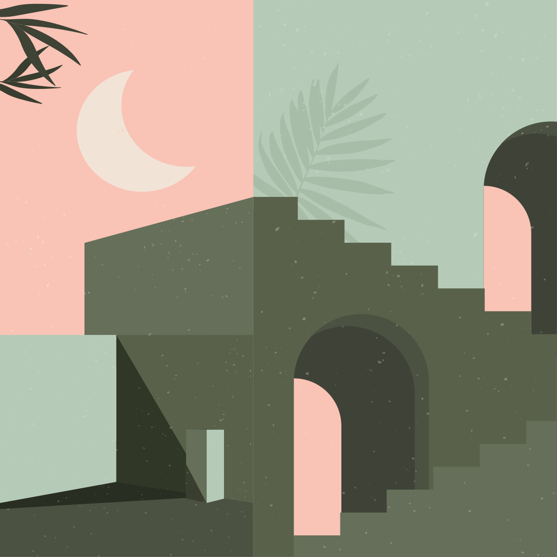 Plagát na izbu v ružovej a tyrkysovej farbe - Tenstickers