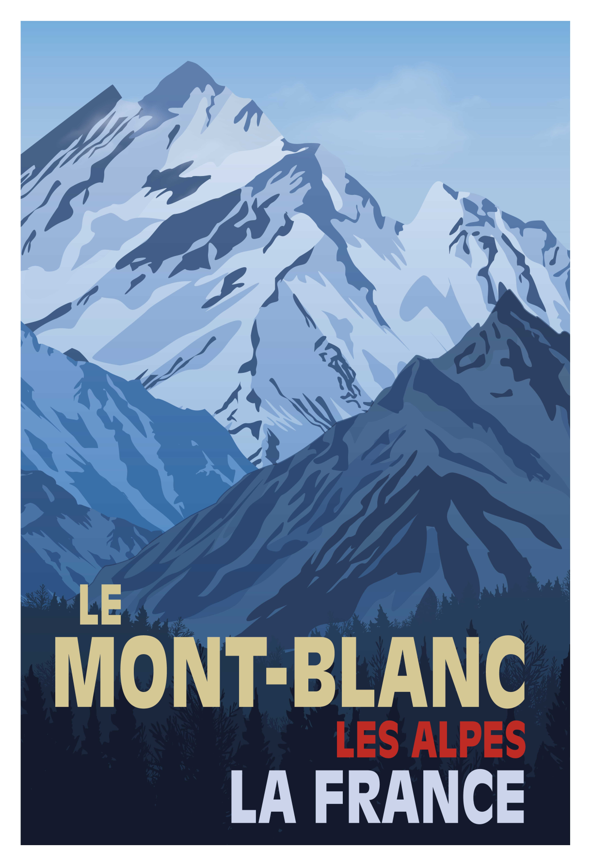 Plagát na izbu mont-blanc v retro štýle - Tenstickers