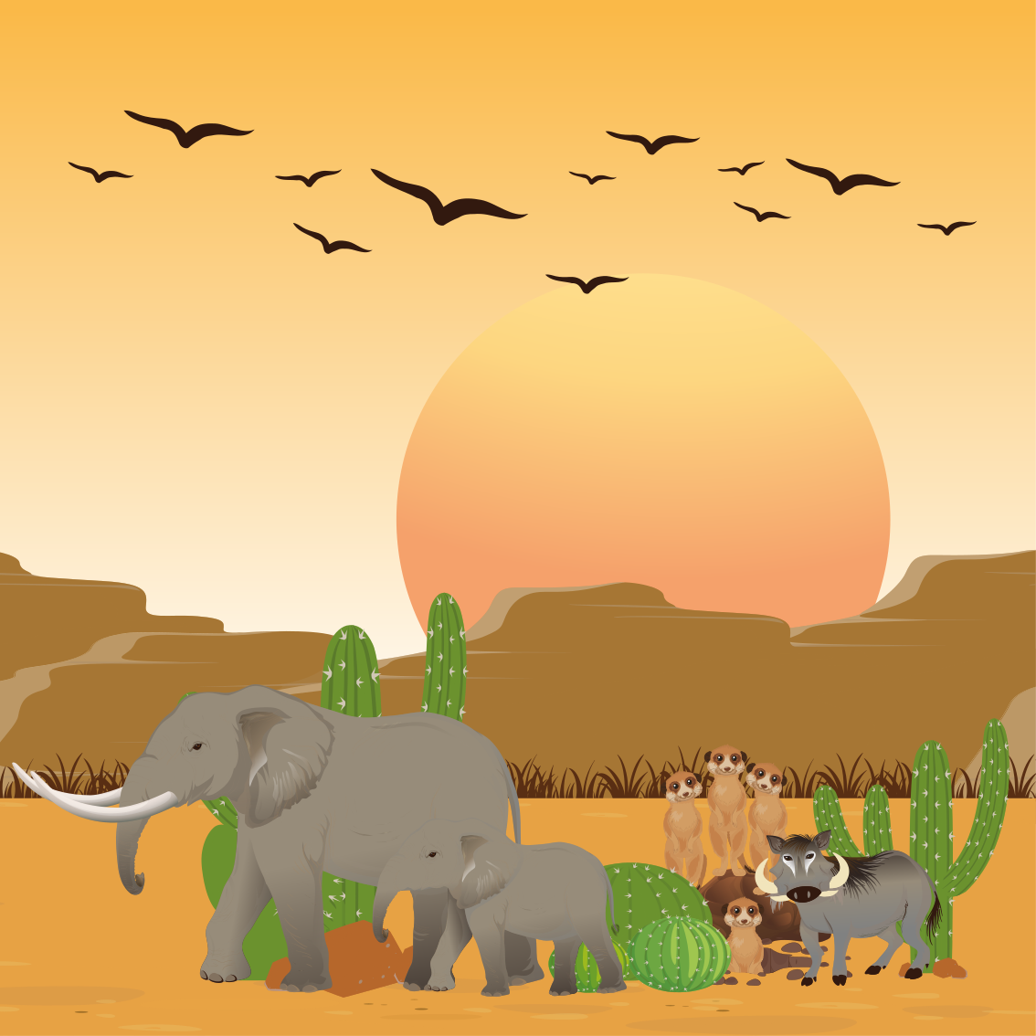 Plagát do detskej izby africké zvieratá v divočine 4 - Tenstickers
