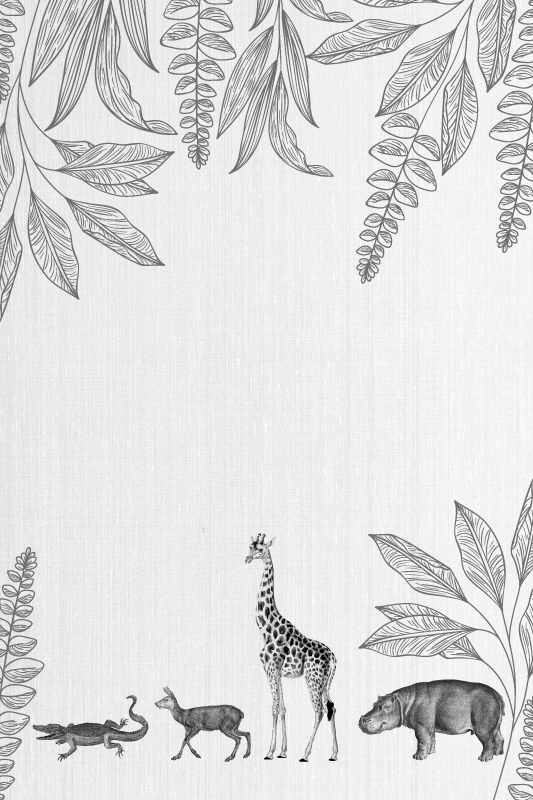 Plagát do detskej izby so safari zvieratami a stromami - Tenstickers