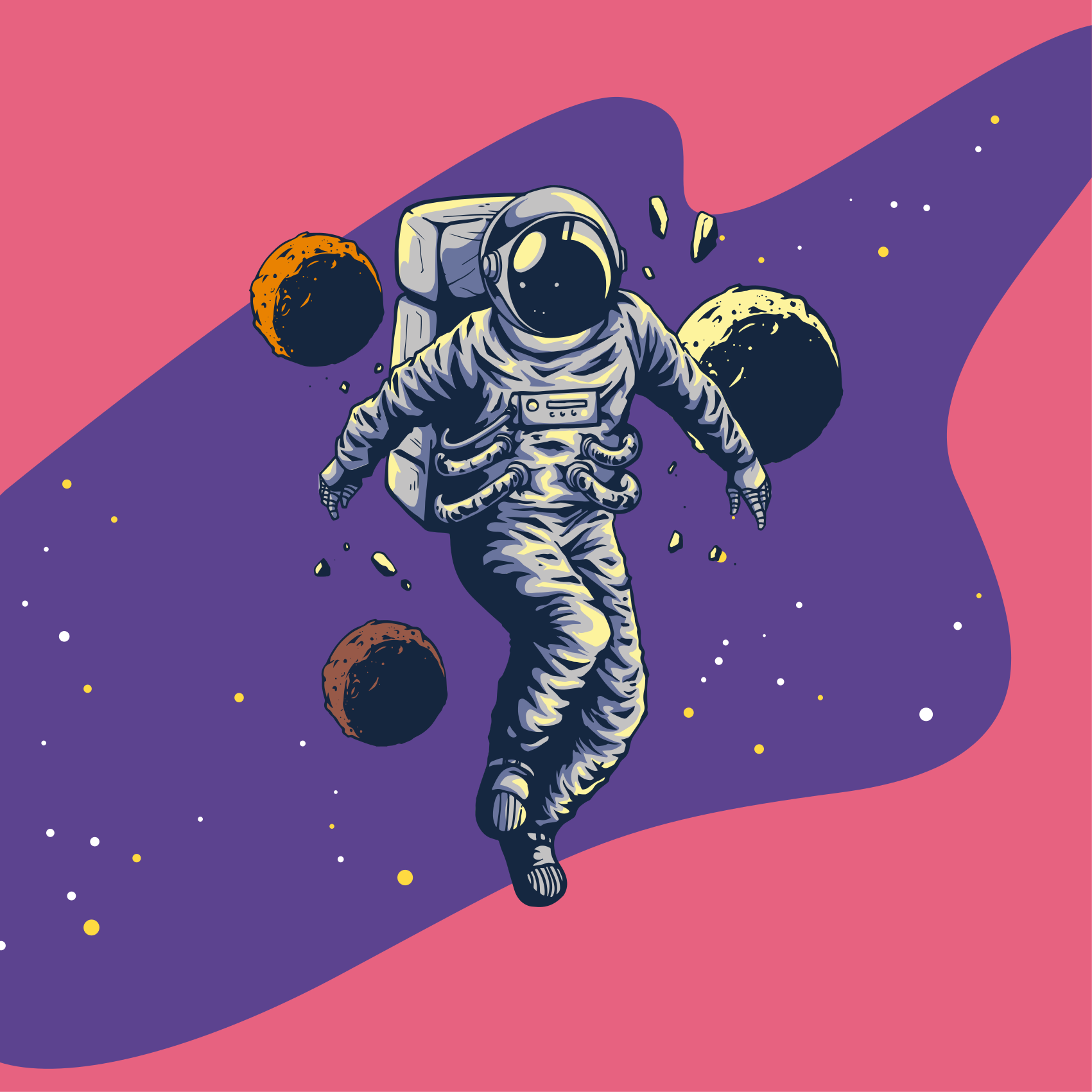 Plagát do detskej izby s ručne kresleným astronautom - Tenstickers