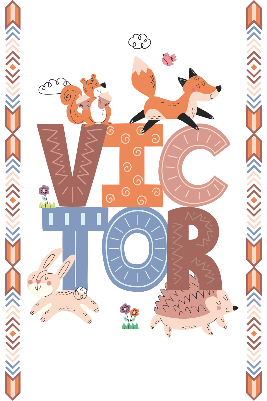 Plagát do detskej izby so zvieratkami a menom - Tenstickers