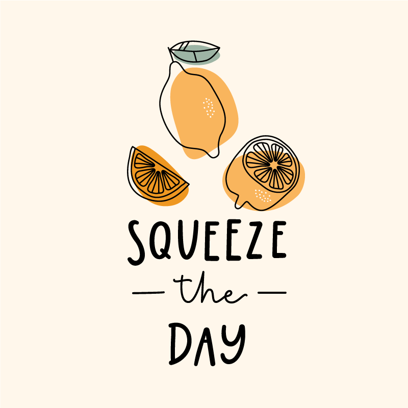 Frázy z plagátov vtipný citát s citrónom a pomarančom - Tenstickers