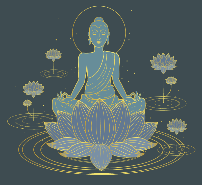Zenový plagát meditujúci buddha - Tenstickers
