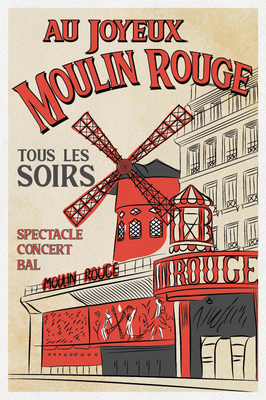 Plagátové mestá a krajiny moulin rouge - Tenstickers