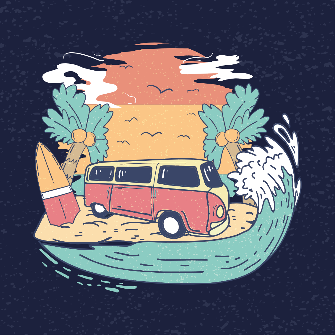 Plagátové mestá a krajiny surfing van scéna - Tenstickers