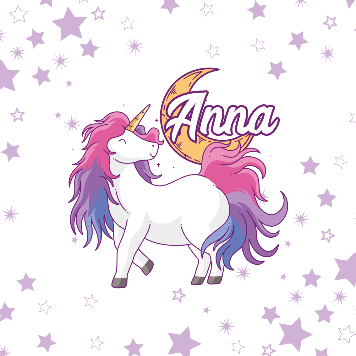 Personalizovaný plagát jednorožec so hviezdami - Tenstickers