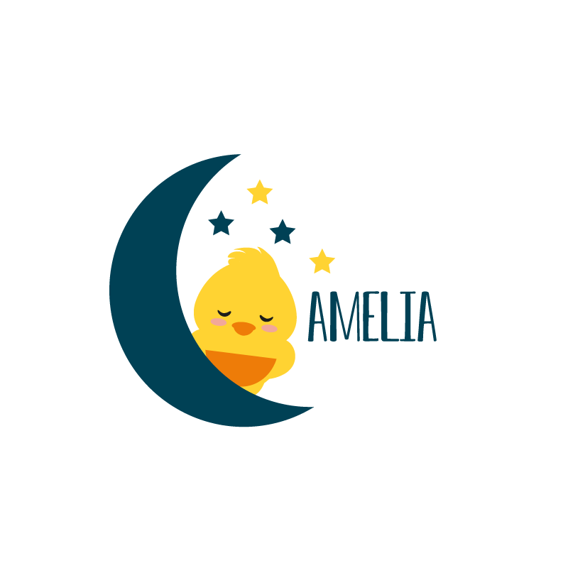 Personalizovaný plagát spiaca kuriatko na mesiaci - Tenstickers