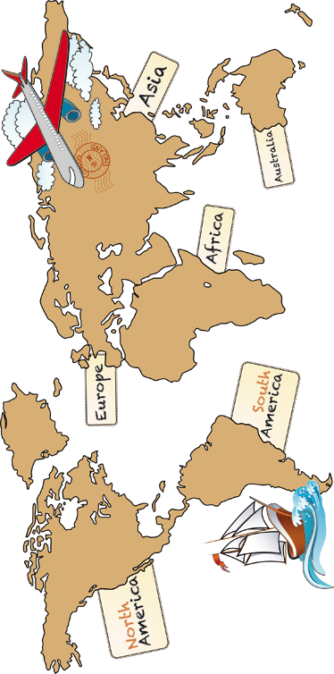 Plagát s mapou sveta anglické kontinenty na vinyle - Tenstickers