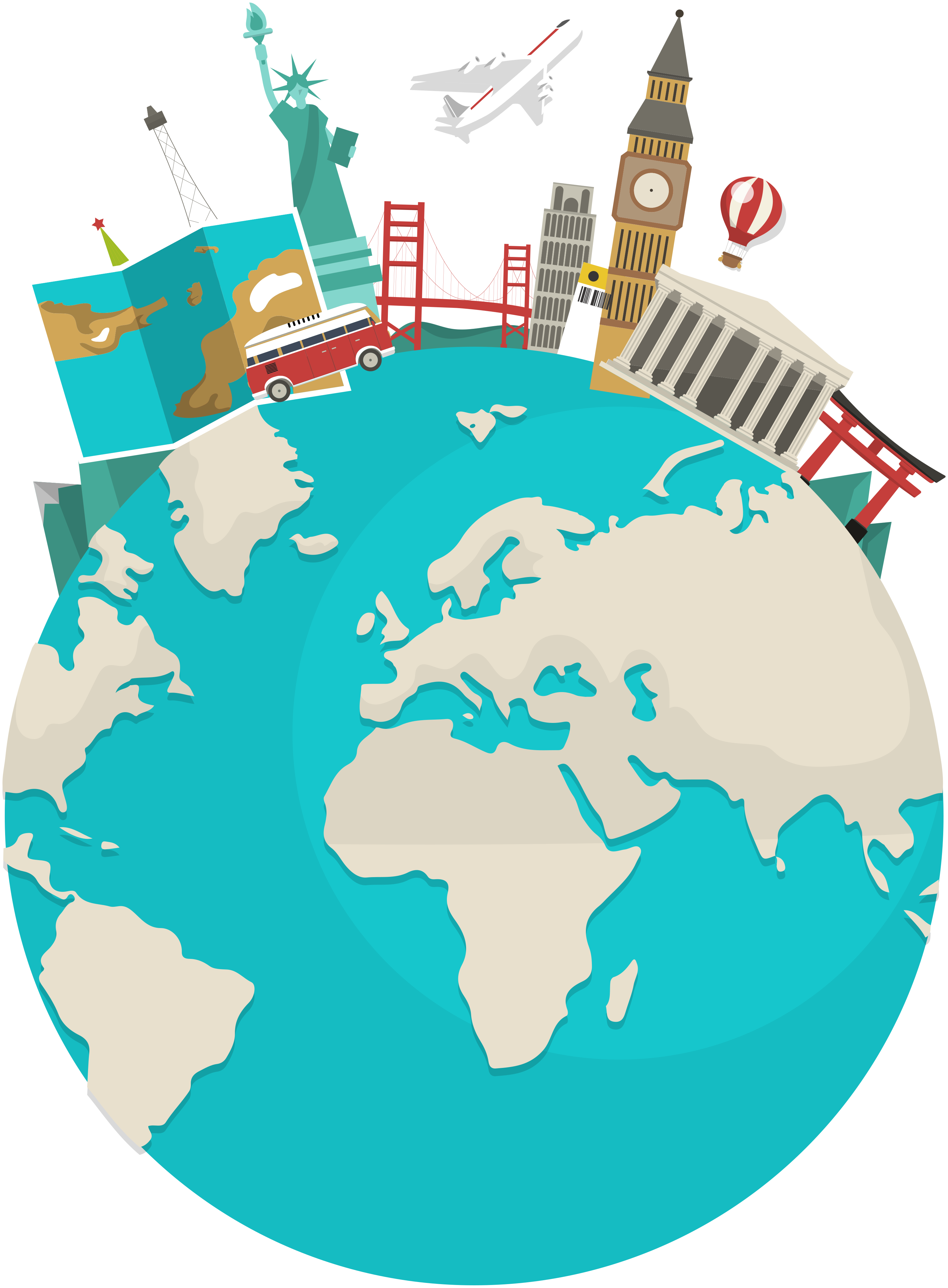 Plagát s mapou sveta turistická mapa sveta - Tenstickers