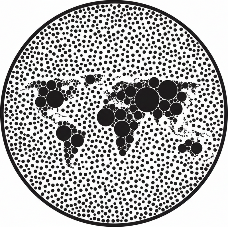 Plagát s mapou sveta v kruhovom globálnom dizajne - Tenstickers