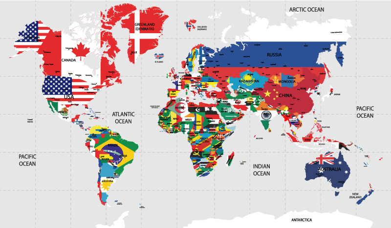 Plagát s mapou sveta politický - Tenstickers