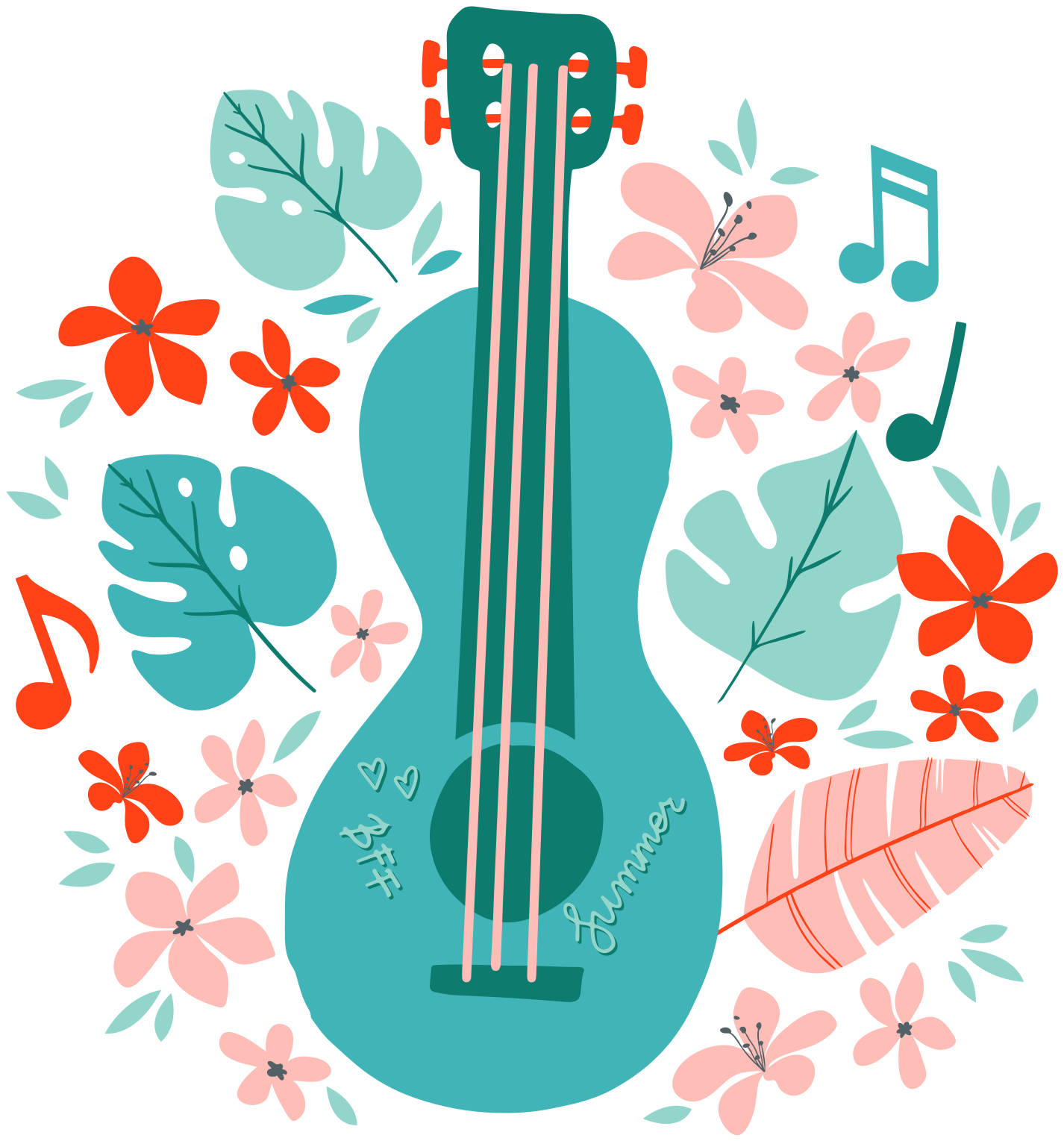 Hudobné plagáty gitara s kvetmi - Tenstickers